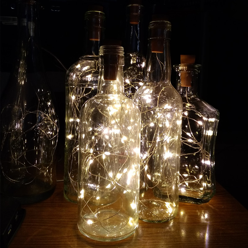 6個 20LED ワインボトル コルク付きボトル LEDスト - Led Fairy String Lights のレビューと価格