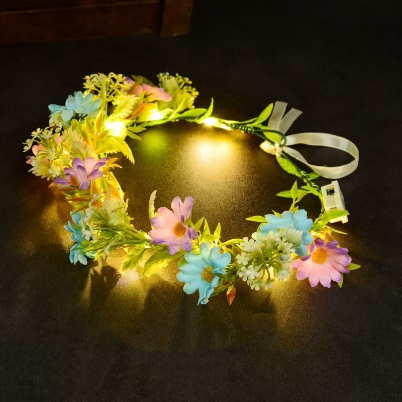 光る花輪LEDフラワークラウン、輝くヘアガーランド、妖精のテ - Led Fairy String Lights のレビューと価格