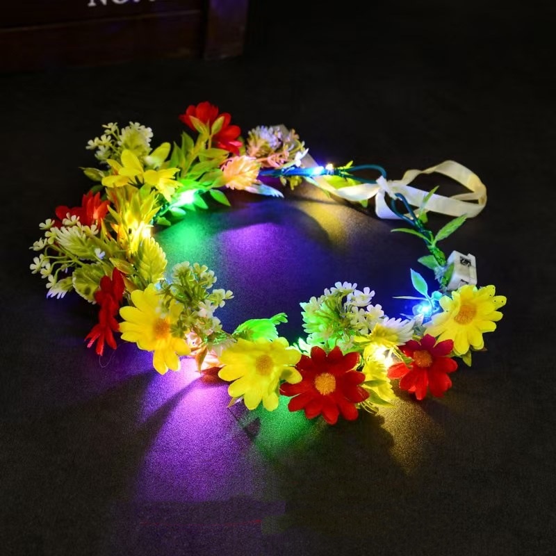 光る花輪LEDフラワークラウン、輝くヘアガーランド、妖精のテ - Led Fairy String Lights のレビューと価格