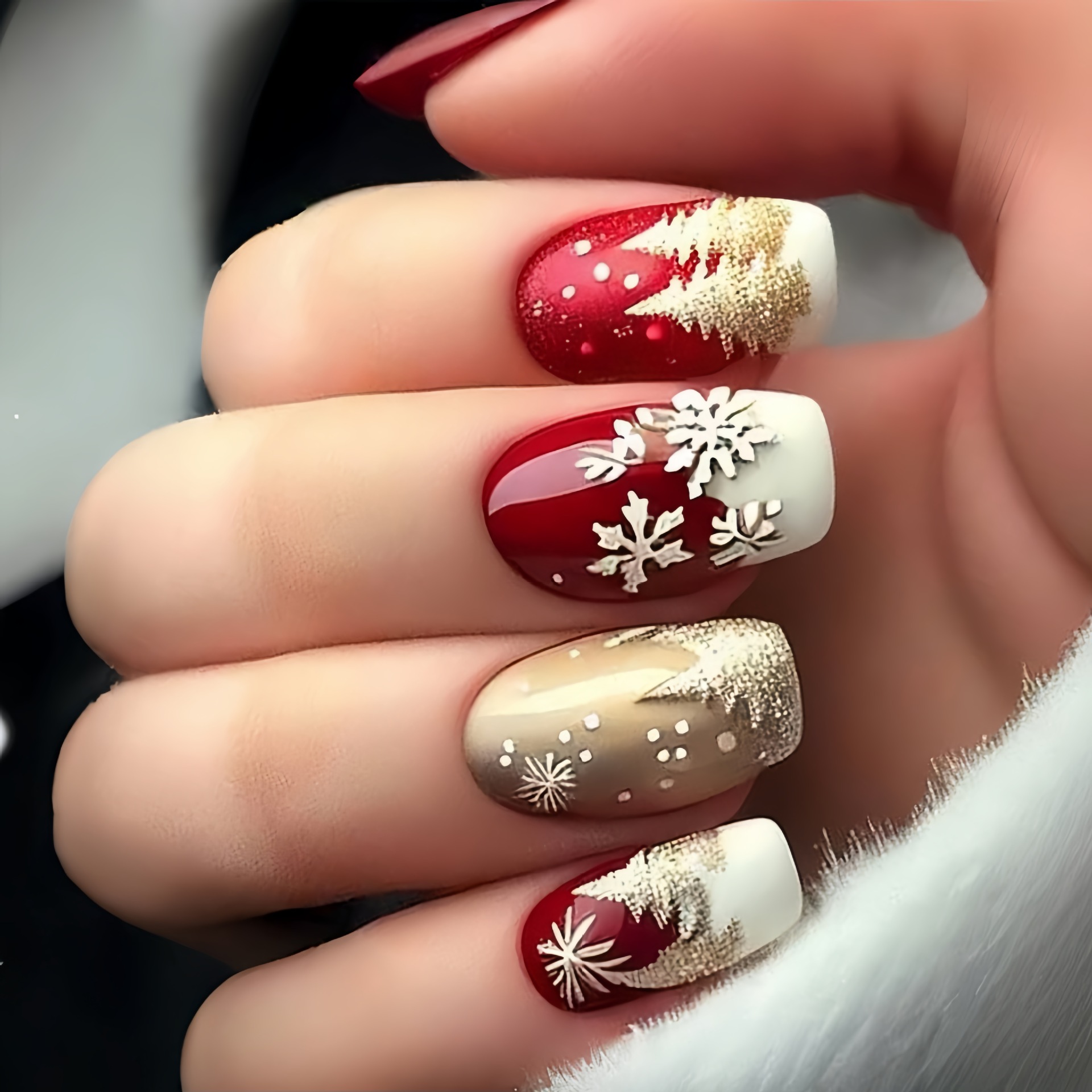 クリスマスパーティー用ミディアムフェイクネイル 雪の結晶 ク - Christmas Tree Artificial のレビューと価格