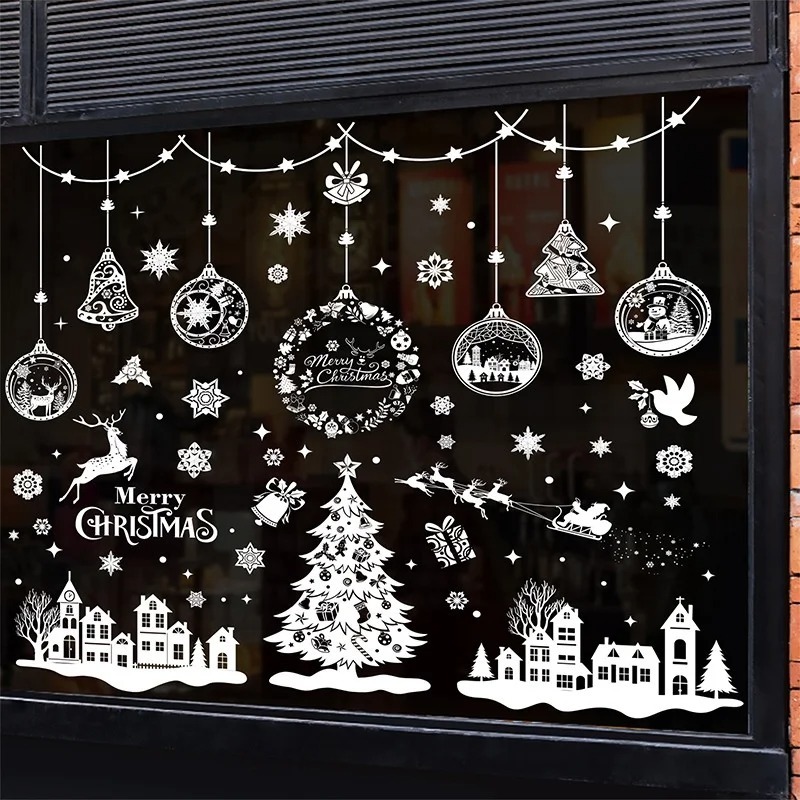 9枚243枚入り 再利用可能な静電気吸着式クリスマスベル＆ス - Snowflake Window Decal のレビューと価格