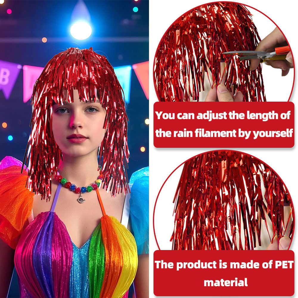 コスプレディスコウィッグ箔ティンセル光沢のあるパーティーウィ - Tinsel Garland Decoration のレビューと価格