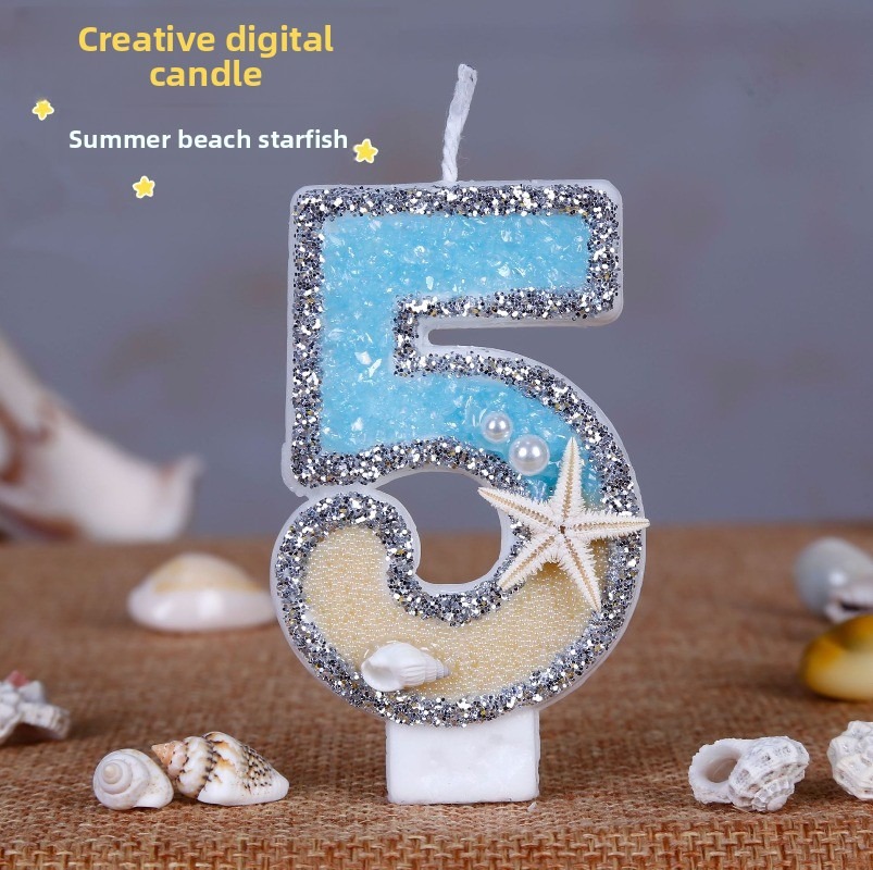 ビーチスターフィッシュナンバーバースデーキャンドル 0-9  - Holiday Candle Set のレビューと価格