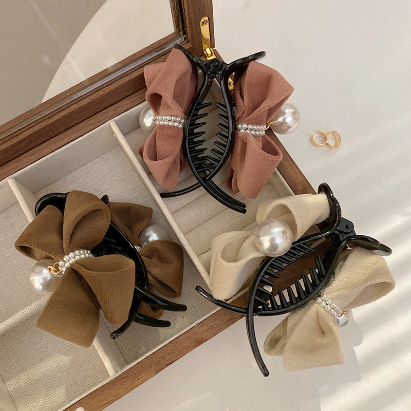 パールノットヘア爪クリップ、エレガントなクリップ、ぬいぐるみ - Ribbon Bow Gift のレビューと価格