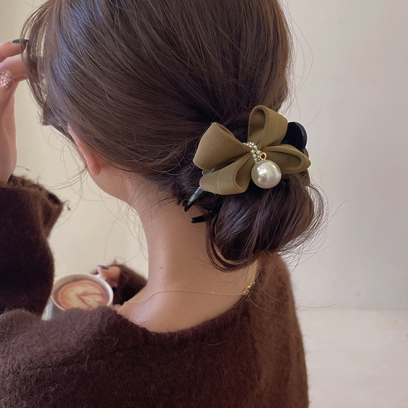 パールノットヘア爪クリップ、エレガントなクリップ、ぬいぐるみ - Ribbon Bow Gift のレビューと価格