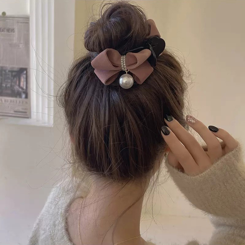 パールノットヘア爪クリップ、エレガントなクリップ、ぬいぐるみ - Ribbon Bow Gift のレビューと価格
