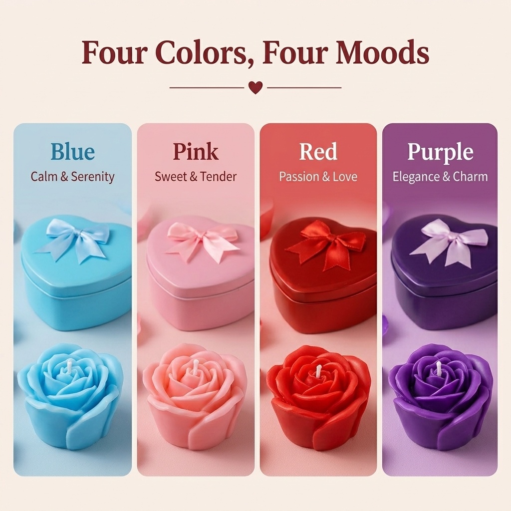 バラ型ソイワックスキャンドル6個セット、ロマンチックな雰囲気 - Holiday Candle Set のレビューと価格