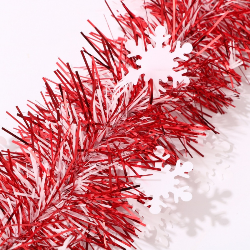 1pc クリスマスティンセルスノーフレークレッドガーランドレ - Tinsel Garland Decoration のレビューと価格