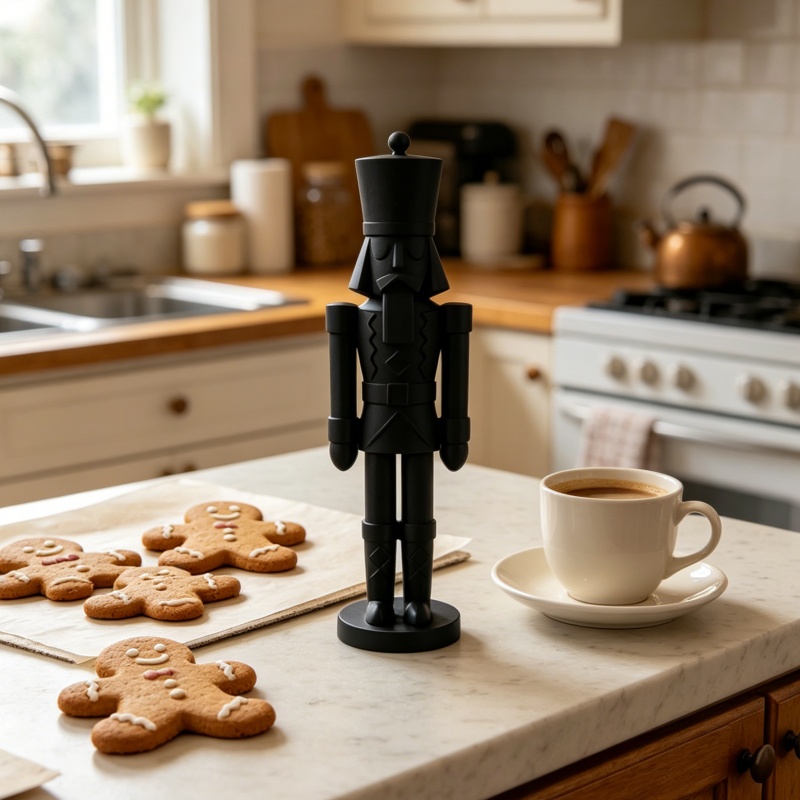 ミニマリストブラックナッツクラッカー兵士像、3Dプリント彫刻 - Nutcracker Figurine のレビューと価格