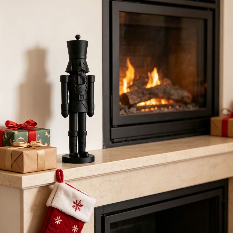ミニマリストブラックナッツクラッカー兵士像、3Dプリント彫刻 - Nutcracker Figurine のレビューと価格