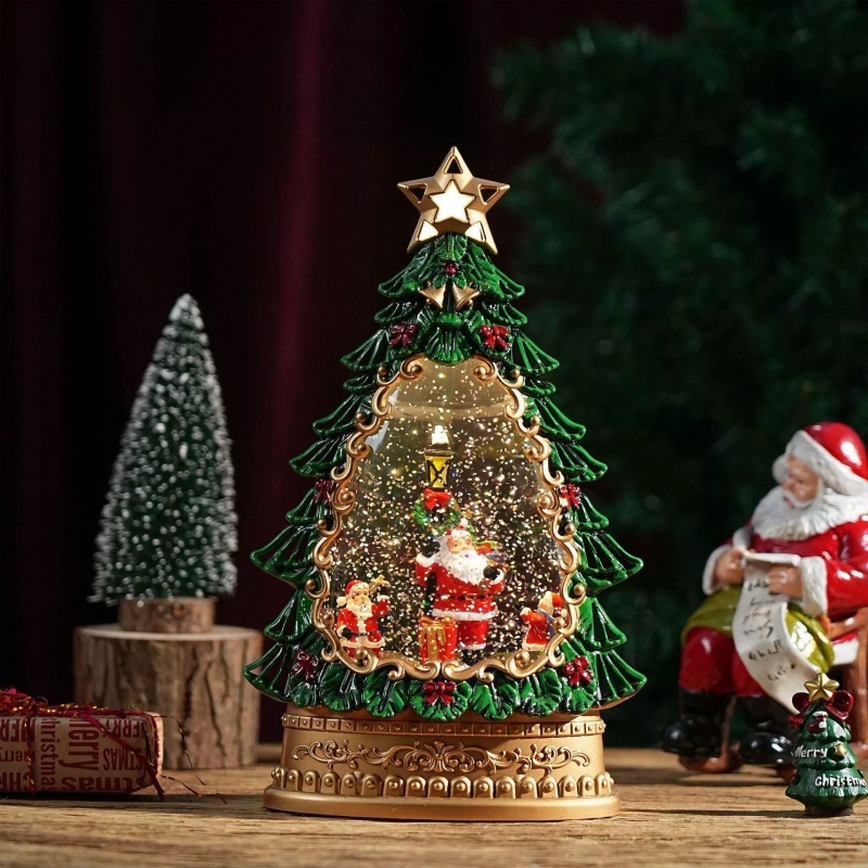 スノーグローブオルゴール クリスマスサンタツリー飾り ライト - Snow Globe Musical のレビューと価格
