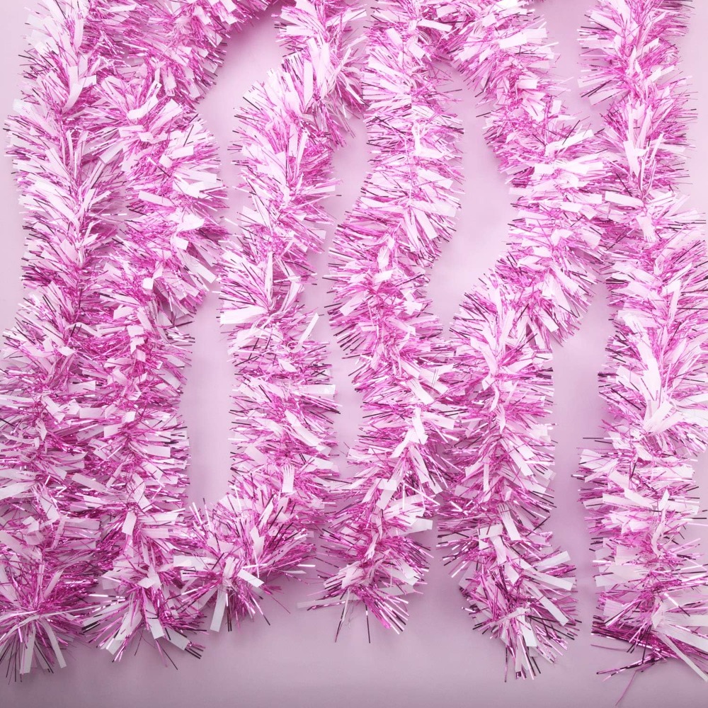6ピースのバレンタインデー用ティンセルガーランド、ピンクと白 - Tinsel Garland Decoration のレビューと価格