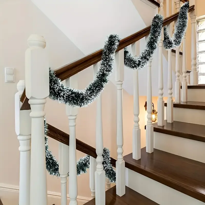 グリーンホワイトスノークリスマスティンセルガーランドデコレー - Tinsel Garland Decoration のレビューと価格