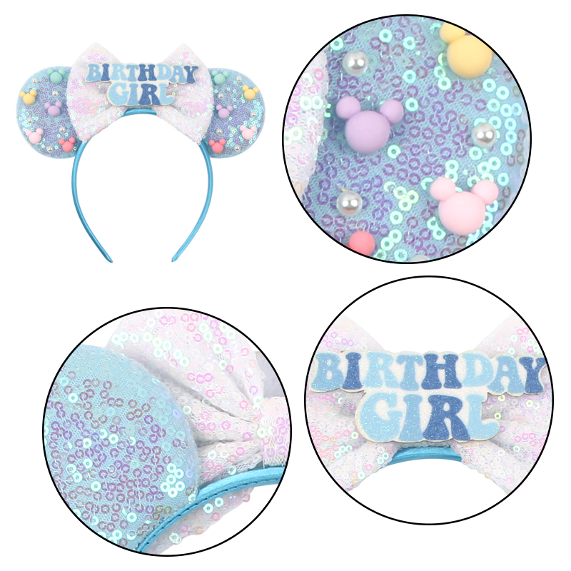 女の子ハッピーバースデーミニーマウス耳ヘッドバンド女の子ベビ - Ribbon Bow Gift のレビューと価格