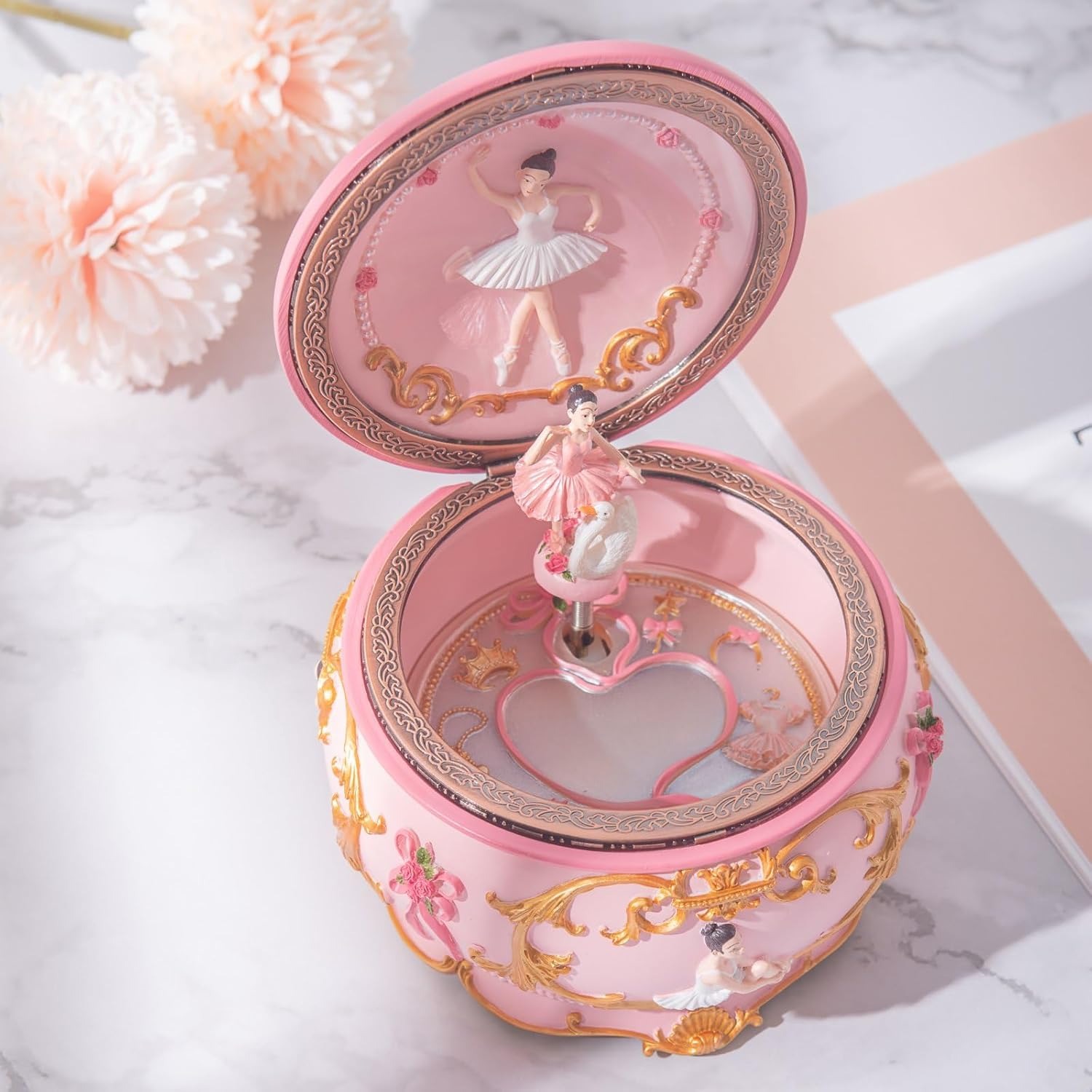 カラフルなライト付きLED回転バレリーナオルゴール、バレエガ - Snow Globe Musical のレビューと価格