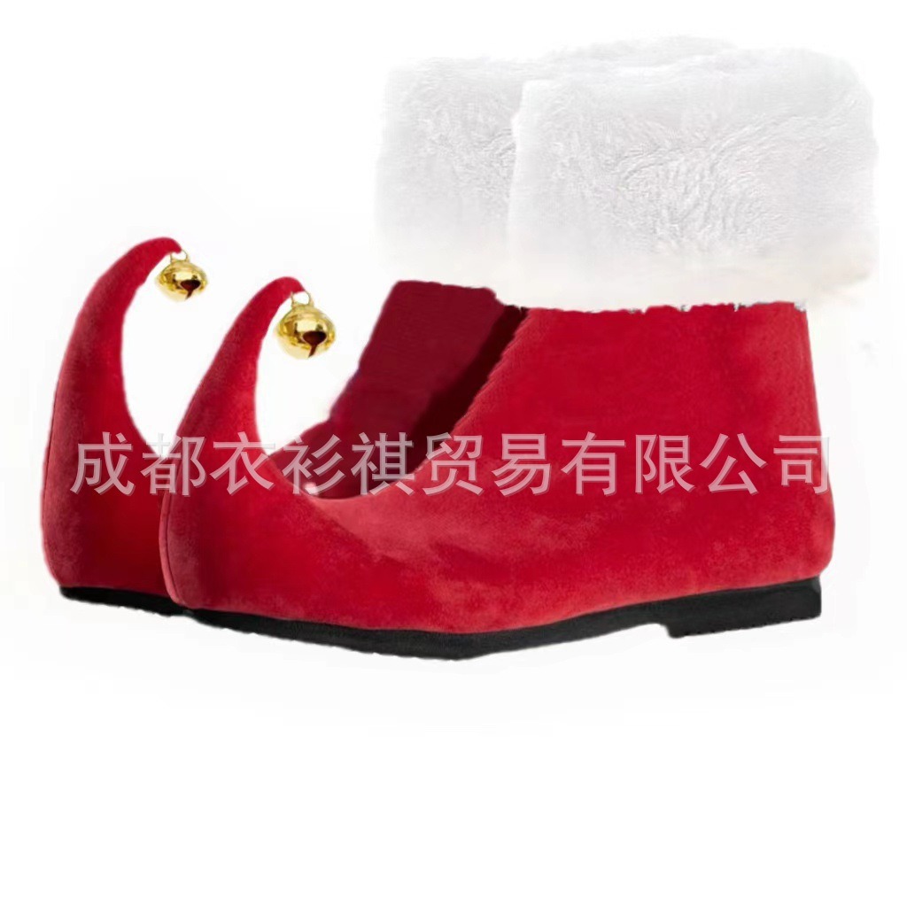 クリスマス大人用エルフサンタクロースシューズ赤いアンクルブー - Elf Costume Christmas のレビューと価格