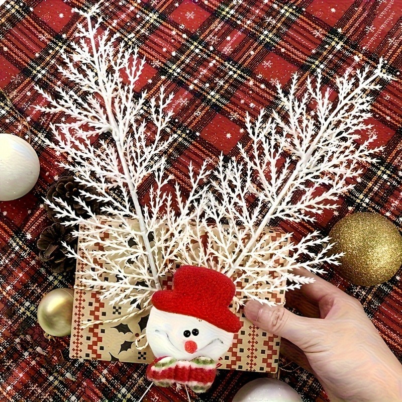 クリスマスホワイト人工松葉枝フェイク松葉枝植物パーティーリー - Christmas Wreath Fake のレビューと価格
