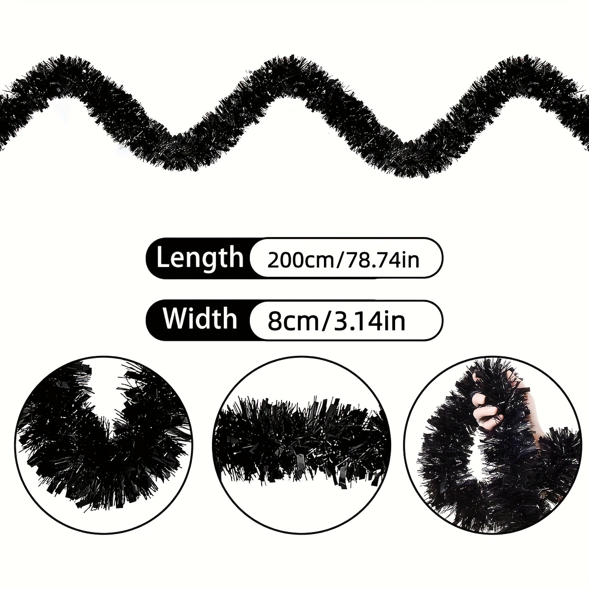 1個入り ブラックティンセルガーランド メタリックハロウィン - Tinsel Garland Decoration のレビューと価格