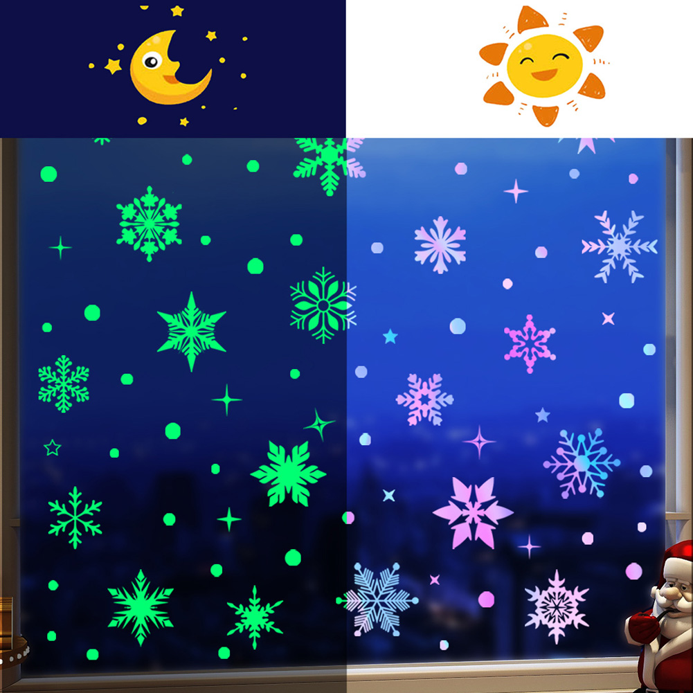 カラフルな発光雪の結晶ウォールステッカークリスマスガラス窓家 - Snowflake Window Decal のレビューと価格