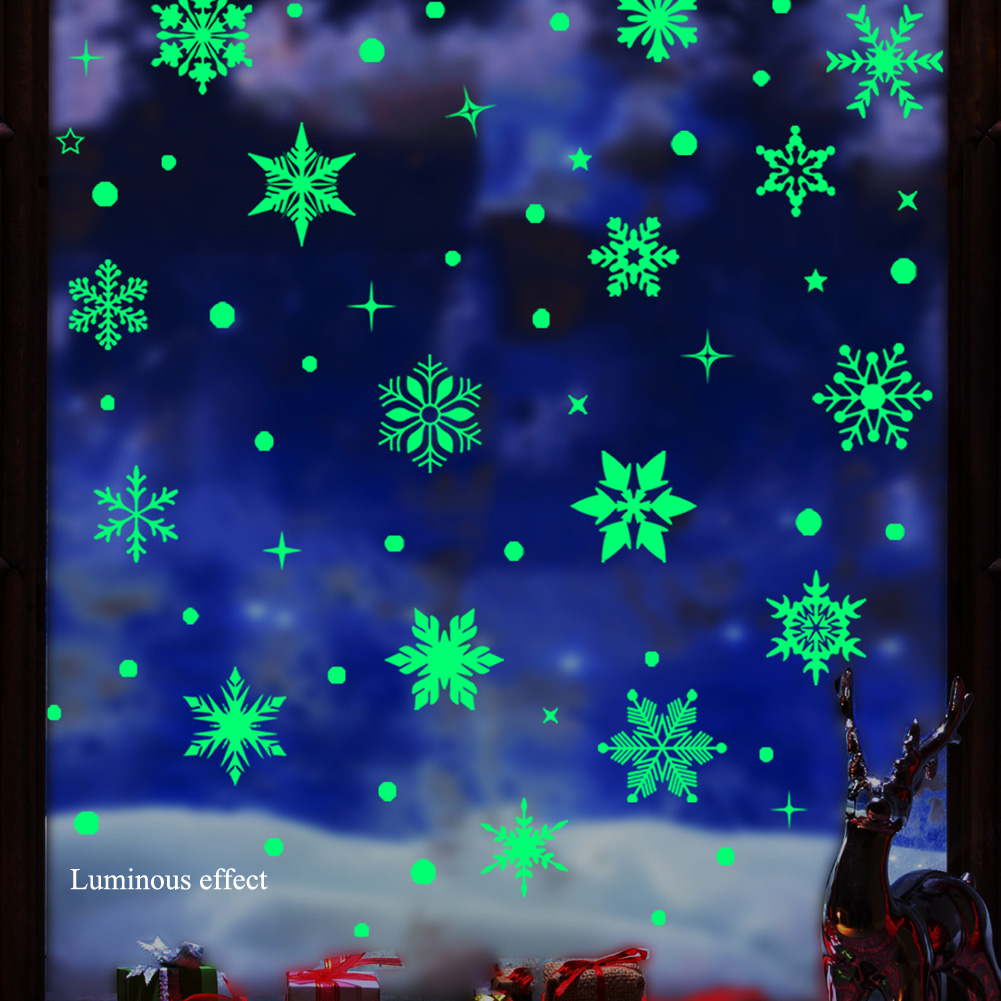 カラフルな発光雪の結晶ウォールステッカークリスマスガラス窓家 - Snowflake Window Decal のレビューと価格