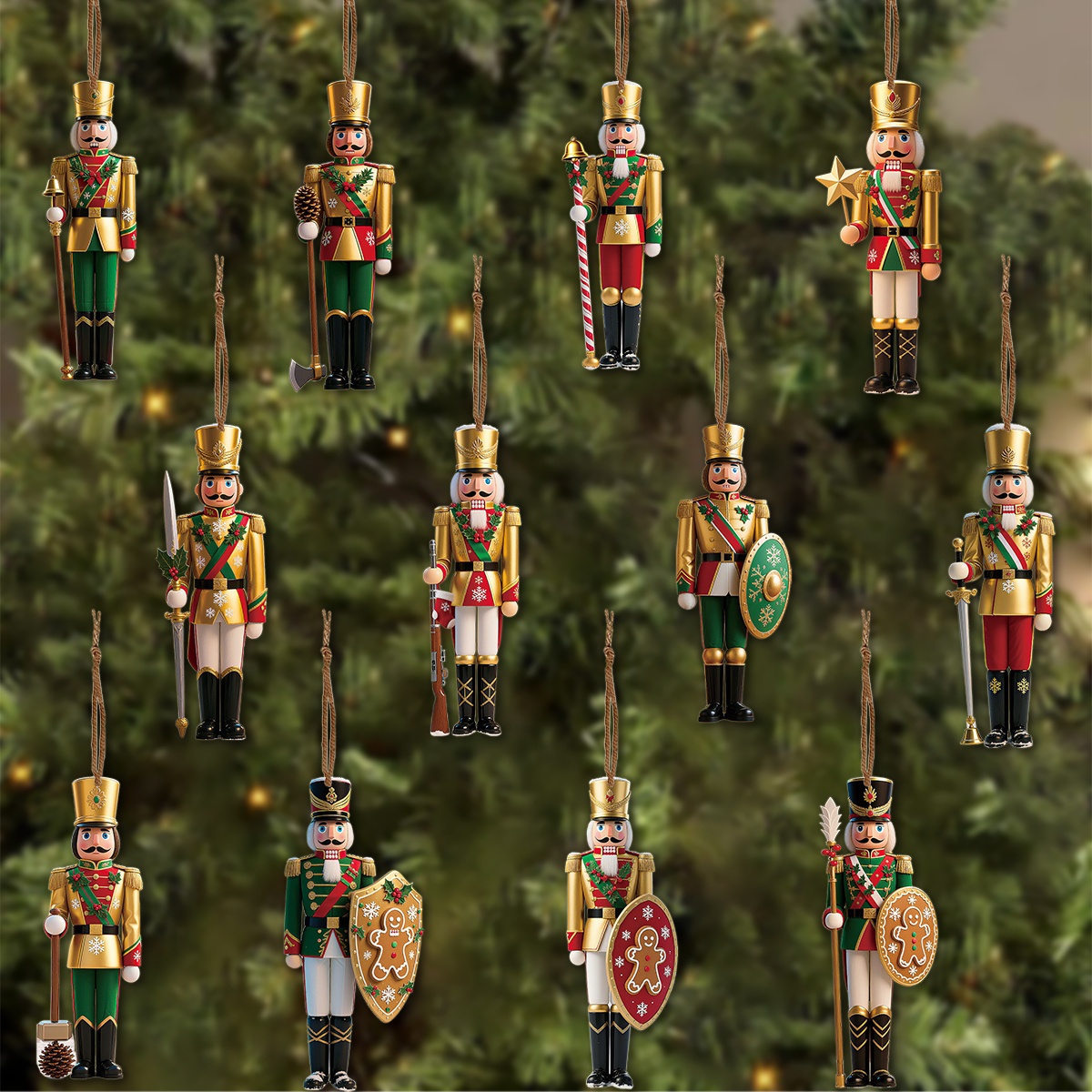 12 個 2D フラット木製クリスマスくるみ割り人形兵士オー - Nutcracker Figurine のレビューと価格