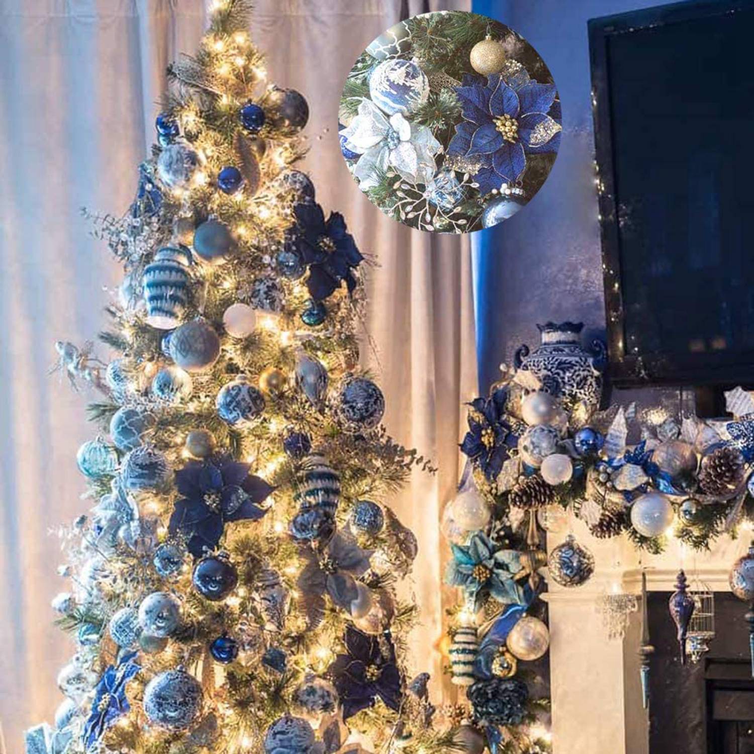 人工キラキラクリスマスツリーオーナメント、花輪、結婚式の装飾 - Christmas Wreath Fake のレビューと価格