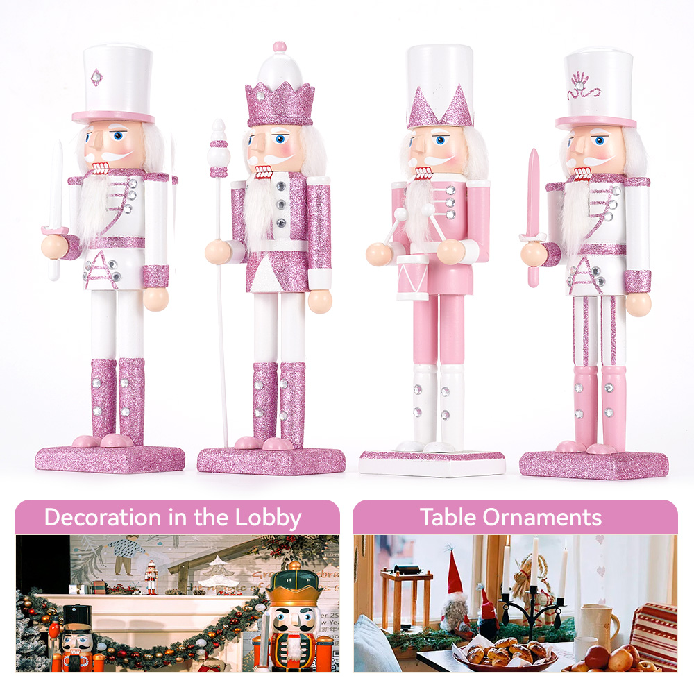 30 センチメートル木製くるみ割り人形兵士置物人形ピンクグリ - Nutcracker Figurine のレビューと価格