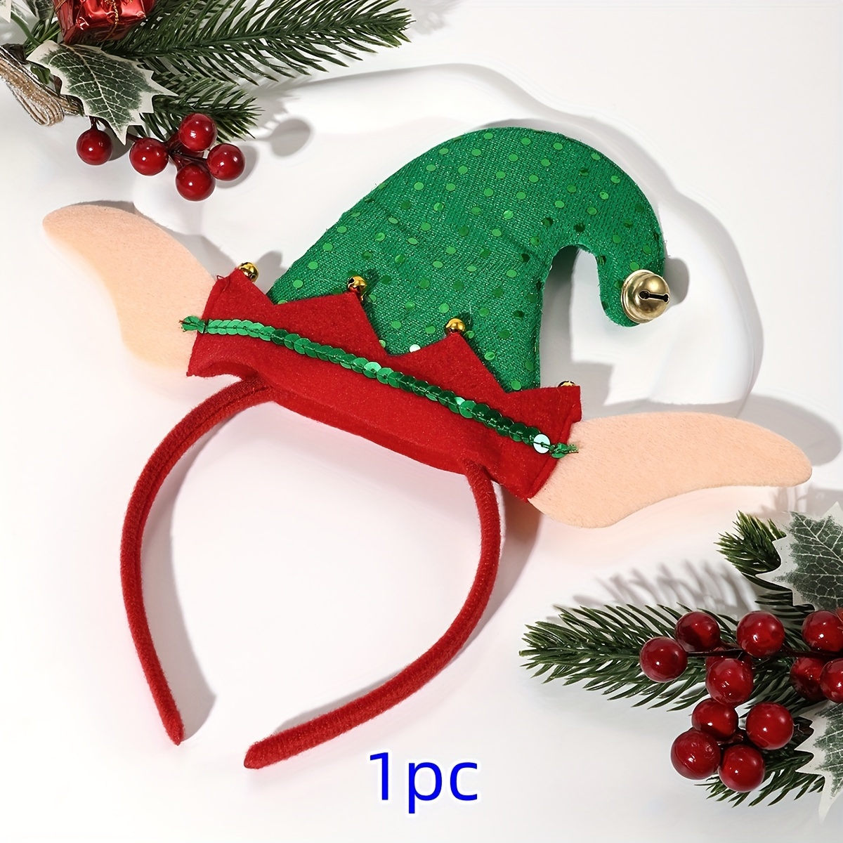 1つのクリスマスハットヘッドバンド。甘いエルフの耳をデザイン - Elf Costume Christmas のレビューと価格