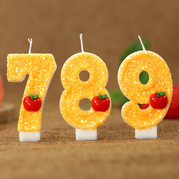 赤いリンゴの新鮮な黄色のデジタルバースデーキャンドル - パ - Holiday Candle Set のレビューと価格