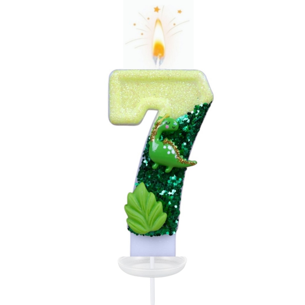 新しい0-9数字の誕生日キャンドル、オリジナルグリーン恐竜ワ - Holiday Candle Set のレビューと価格