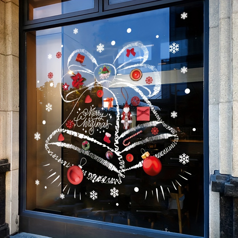 クリスマスステッカー 雪の結晶ツリー サンタクロースステッカ - Snowflake Window Decal のレビューと価格