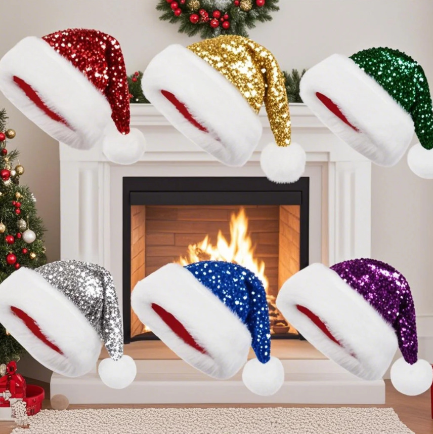 スパンコールクリスマスハット プラッシュソリッドカラー スパ - Santa Hat Plush のレビューと価格