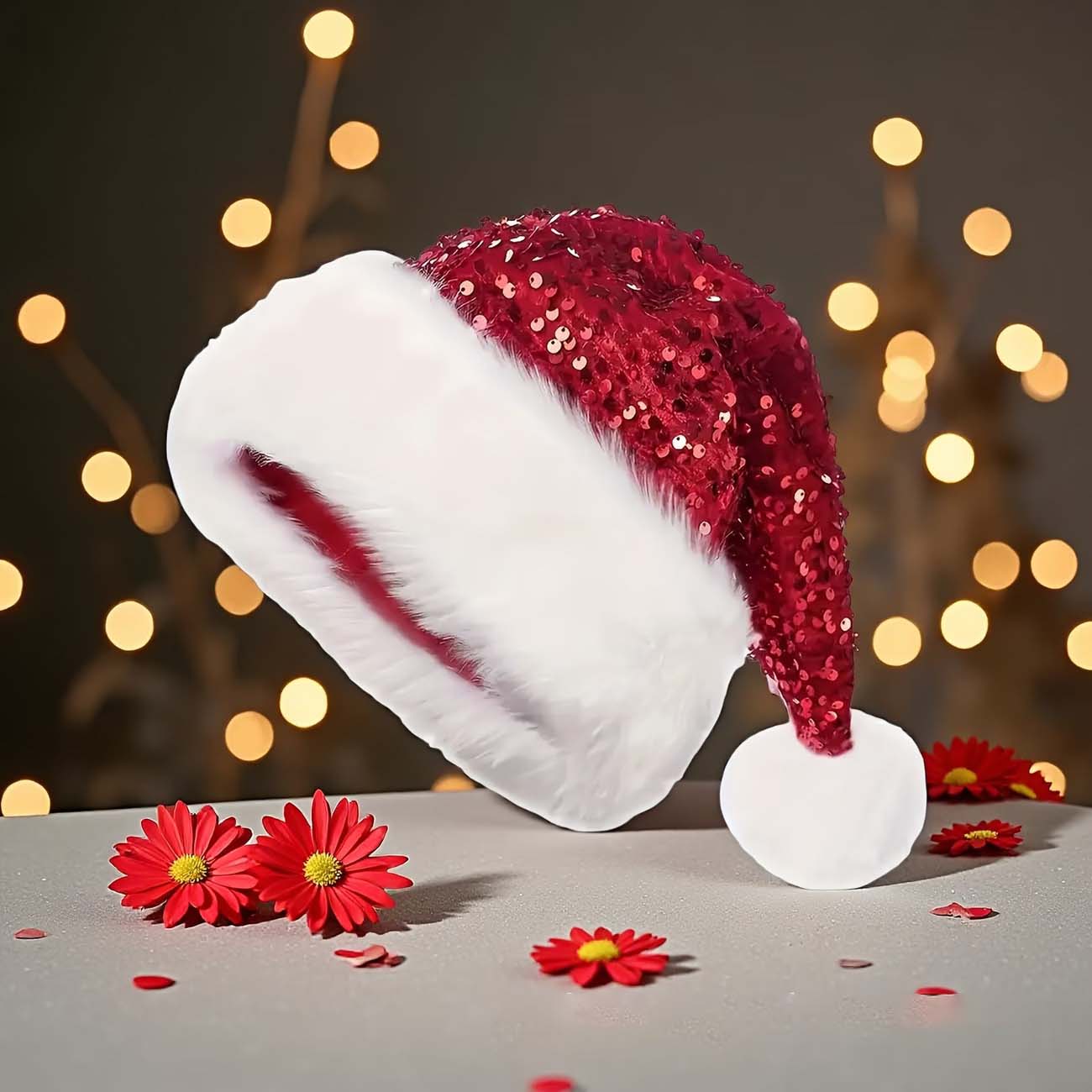 スパンコールクリスマスハット プラッシュソリッドカラー スパ - Santa Hat Plush のレビューと価格
