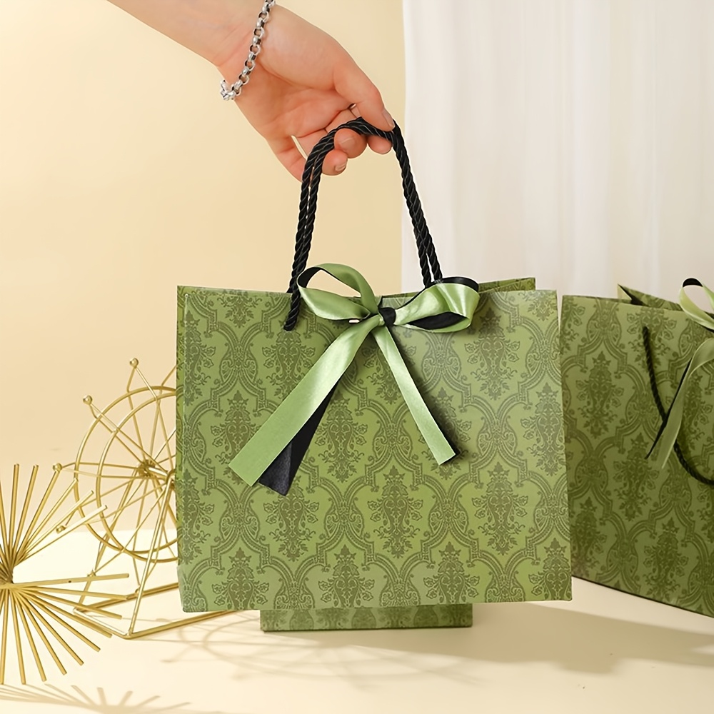 高級厚手の厚紙ショッピングバッグ レトログリーン/レッド/パ - Gift Box Wrap Set のレビューと価格