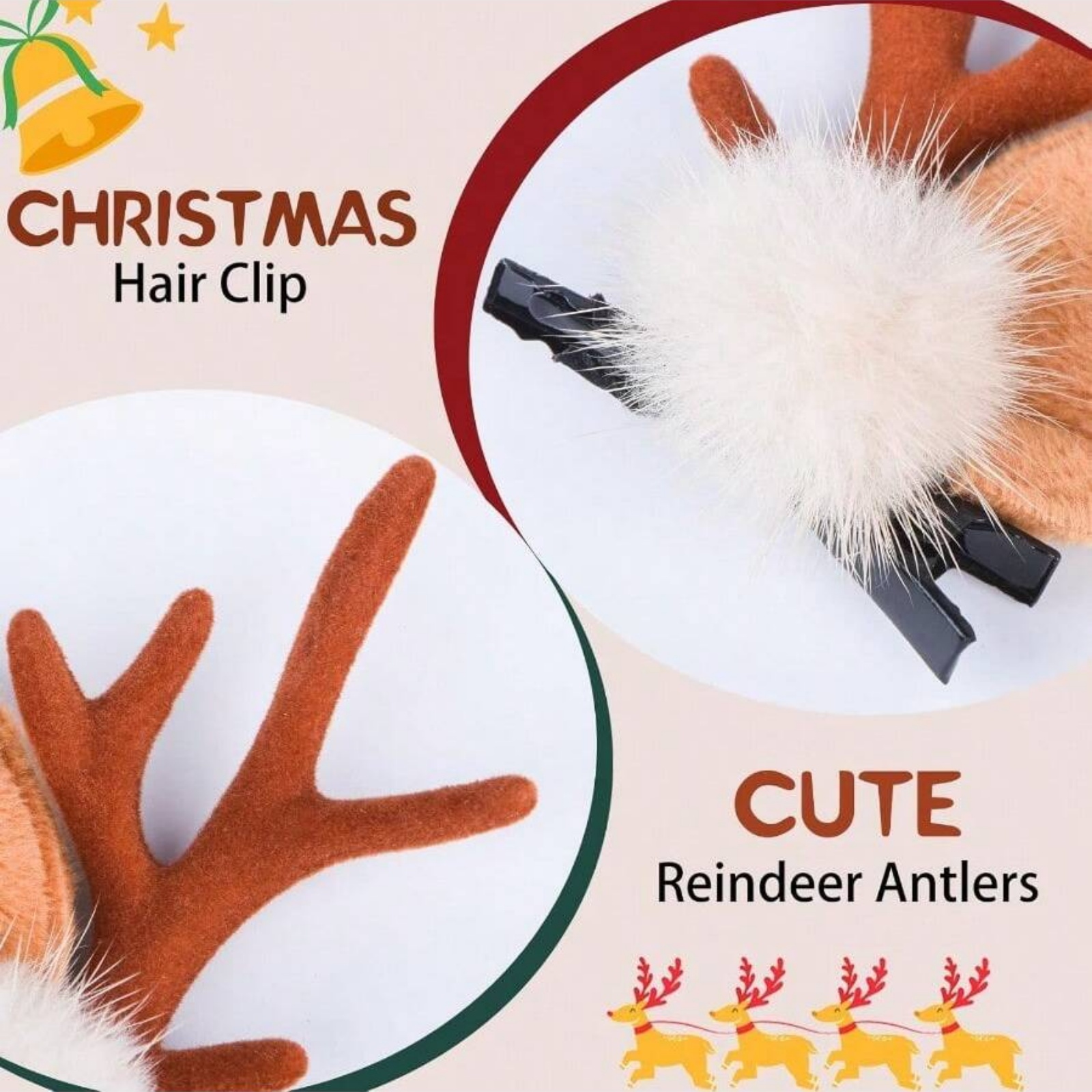 2 個クリスマストナカイの角ヘアクリップかわいい鹿の角ヘッド - Reindeer Antlers Headband のレビューと価格