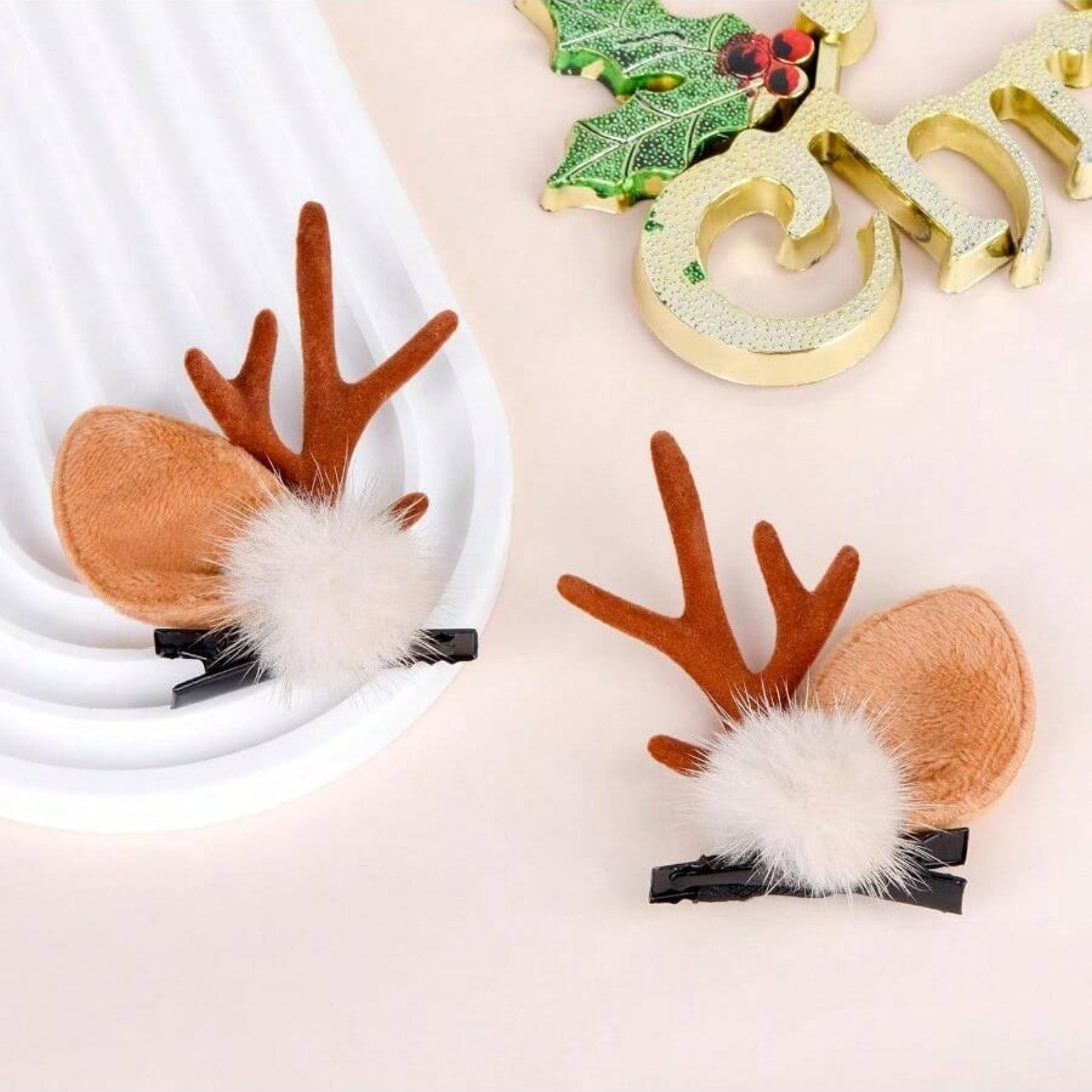 2 個クリスマストナカイの角ヘアクリップかわいい鹿の角ヘッド - Reindeer Antlers Headband のレビューと価格