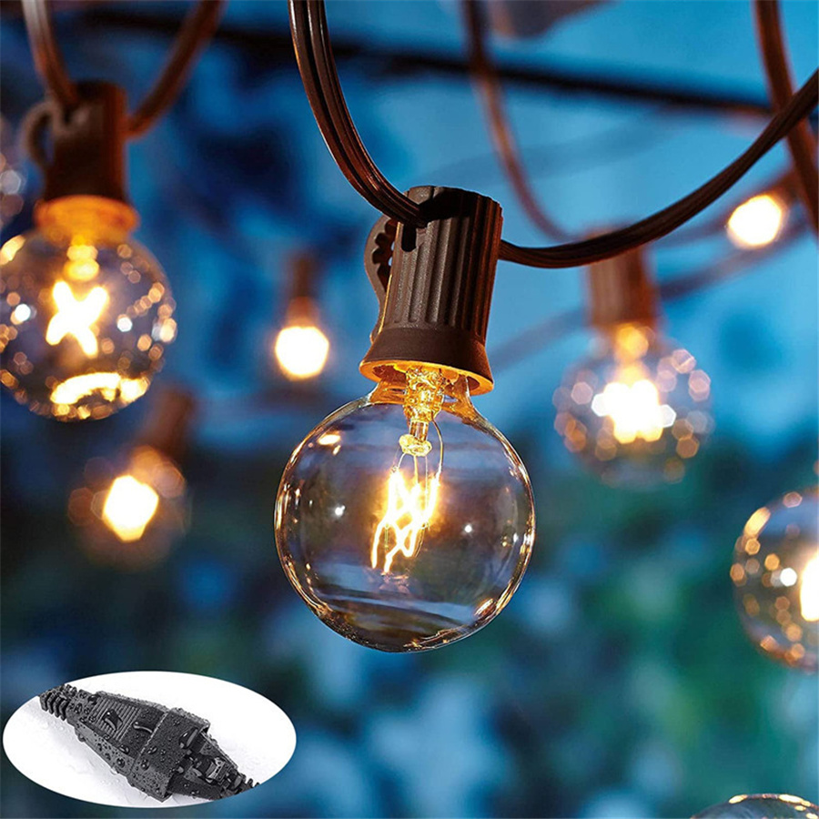 防水 25Ft G40 グローブ電球ストリングライト屋外花輪 - Christmas Lights Outdoor のレビューと価格