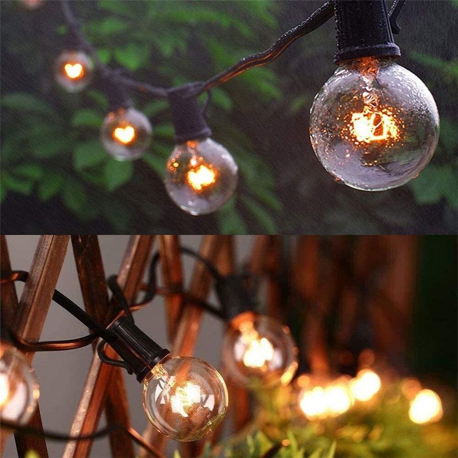 防水 25Ft G40 グローブ電球ストリングライト屋外花輪 - Christmas Lights Outdoor のレビューと価格
