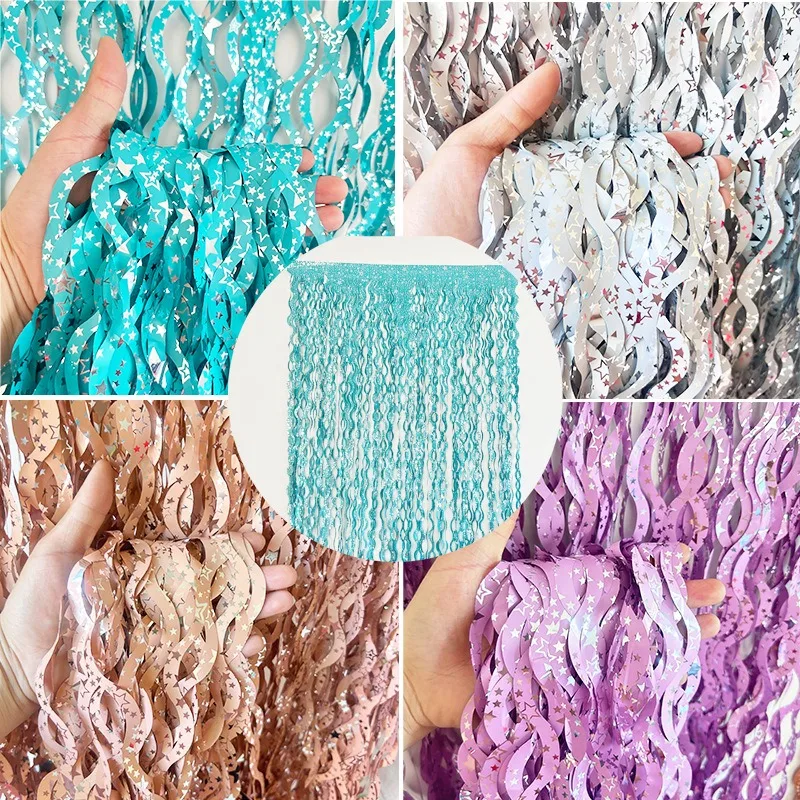 カラフルな星のレインタッセルカーテン、マーメイドユニコーンの - Tinsel Garland Decoration のレビューと価格
