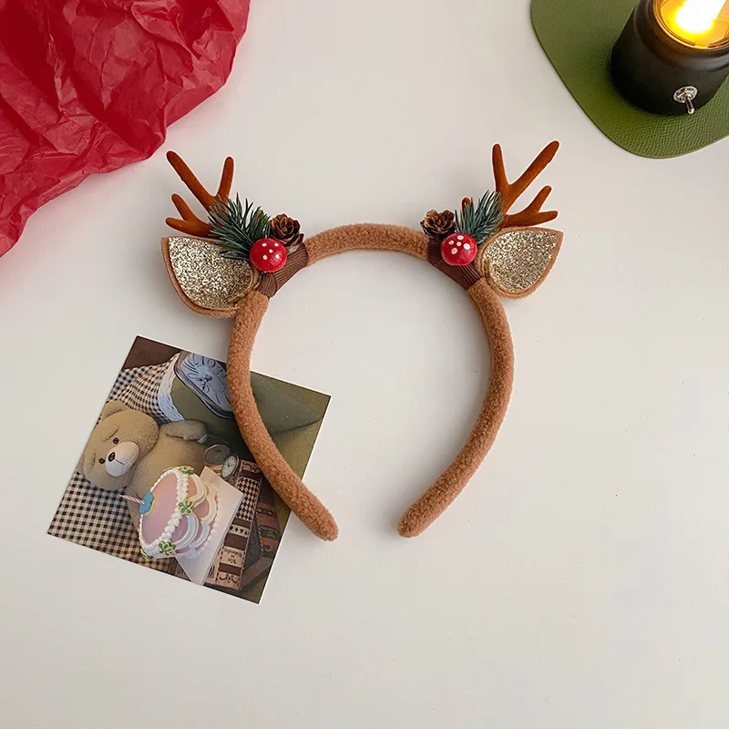 クリスマスヘッドバンドトナカイ角ホーンフラワーヘアバンドクラ - Reindeer Antlers Headband のレビューと価格
