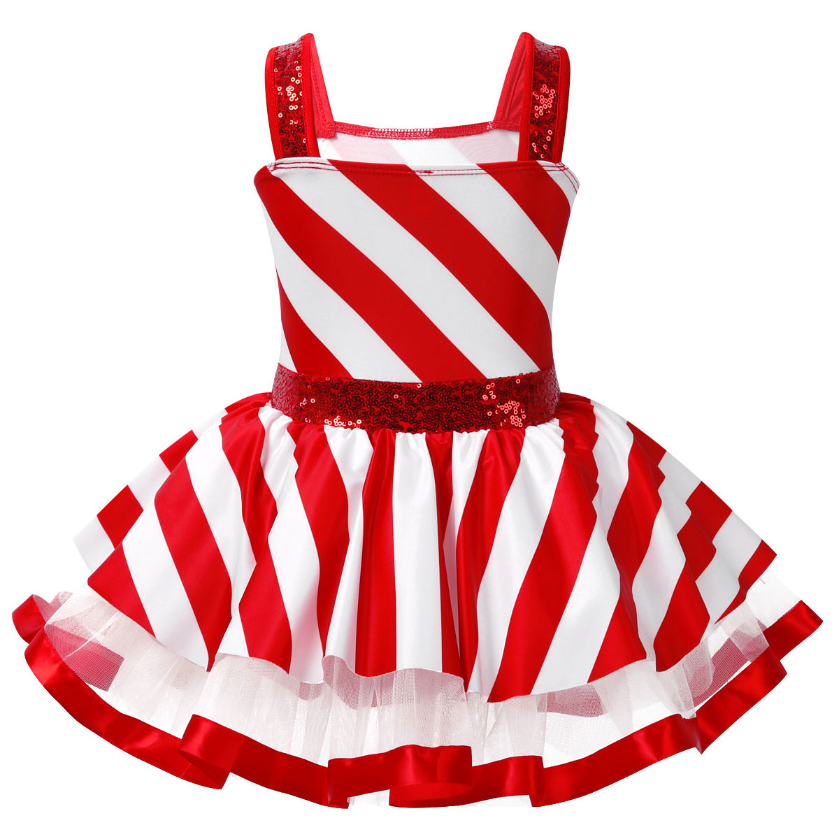 女の子のクリスマスキャンディケインコスチューム光沢のあるスパ - Elf Costume Christmas のレビューと価格