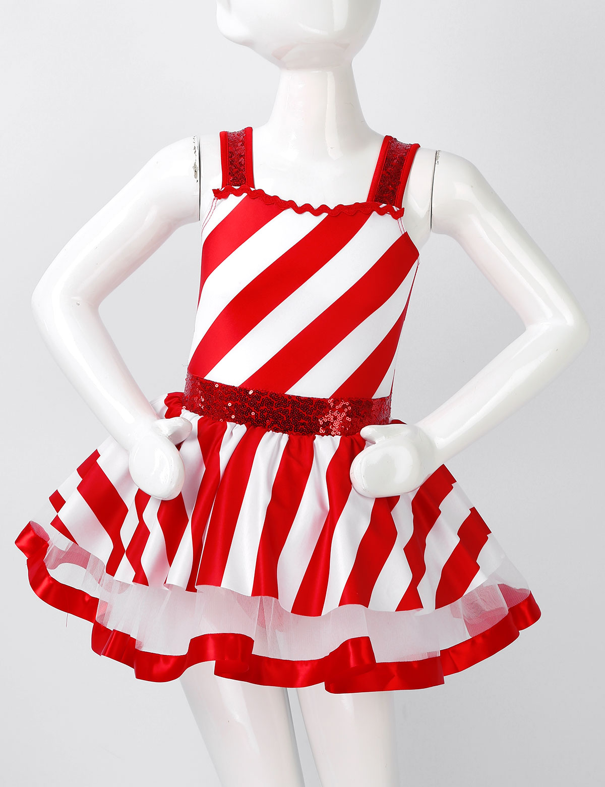 女の子のクリスマスキャンディケインコスチューム光沢のあるスパ - Elf Costume Christmas のレビューと価格