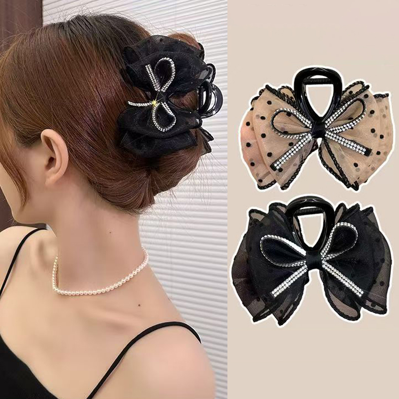 新しいエレガントなメッシュボウヘアクリップ、女性用ポニーテー - Ribbon Bow Gift のレビューと価格