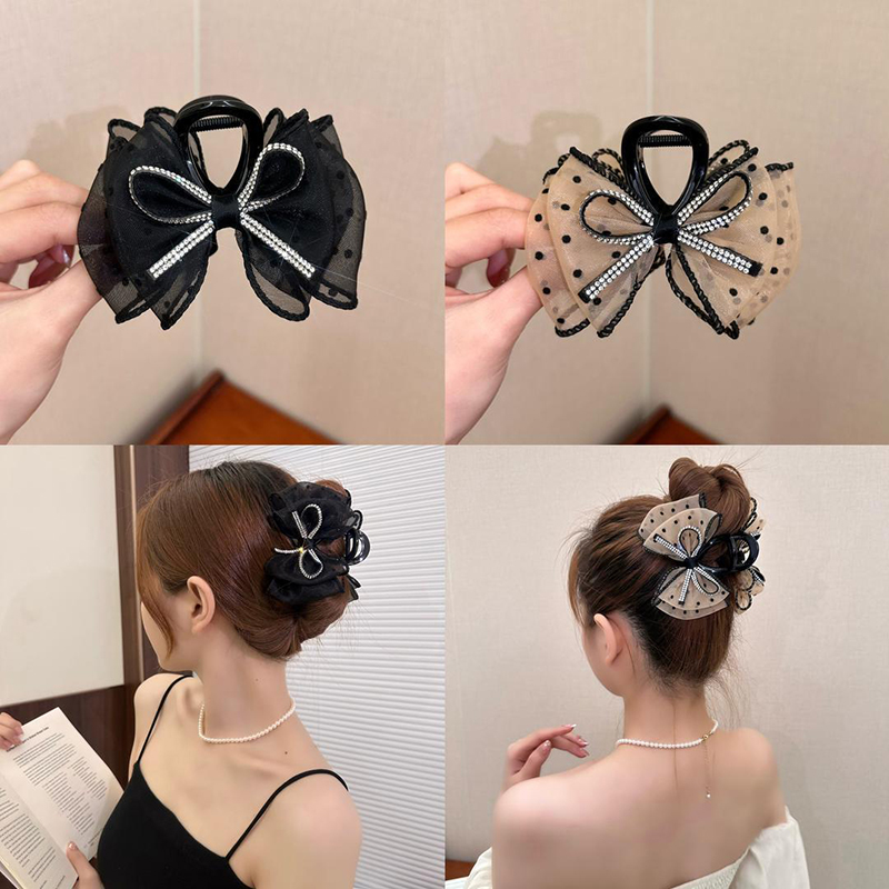 新しいエレガントなメッシュボウヘアクリップ、女性用ポニーテー - Ribbon Bow Gift のレビューと価格