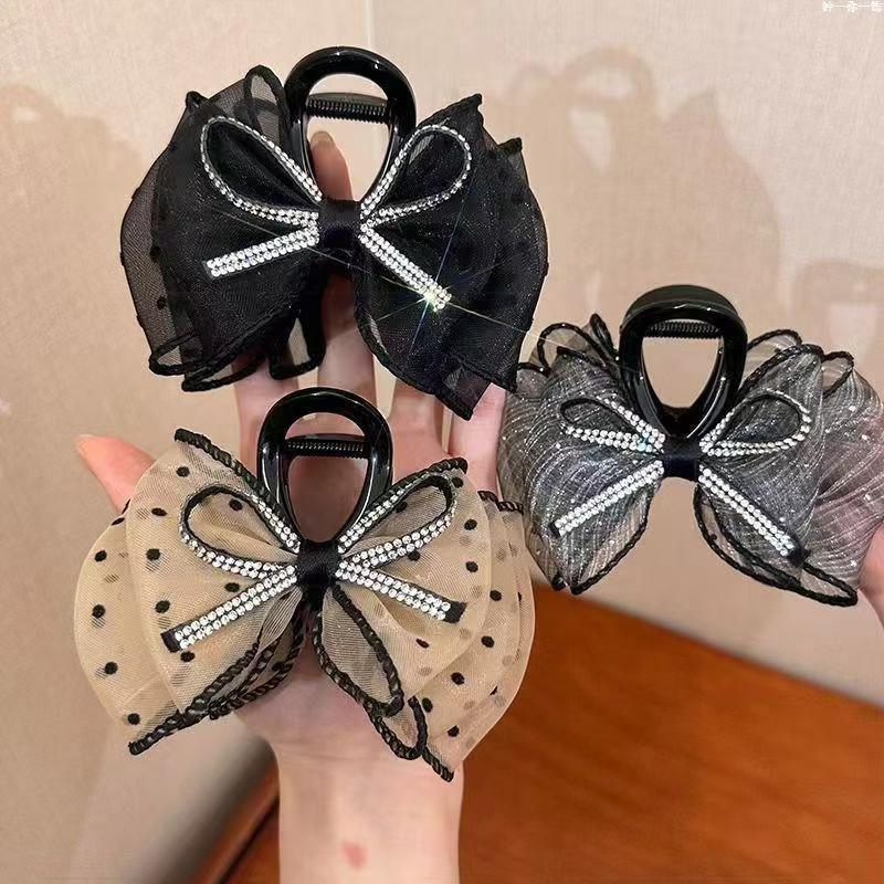 新しいエレガントなメッシュボウヘアクリップ、女性用ポニーテー - Ribbon Bow Gift のレビューと価格