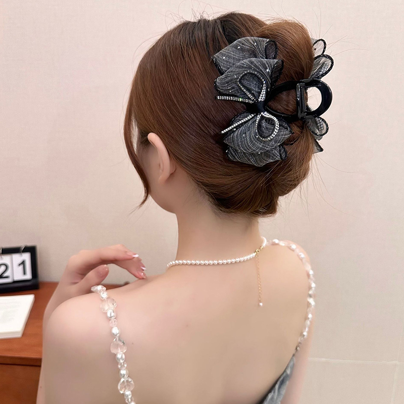 新しいエレガントなメッシュボウヘアクリップ、女性用ポニーテー - Ribbon Bow Gift のレビューと価格