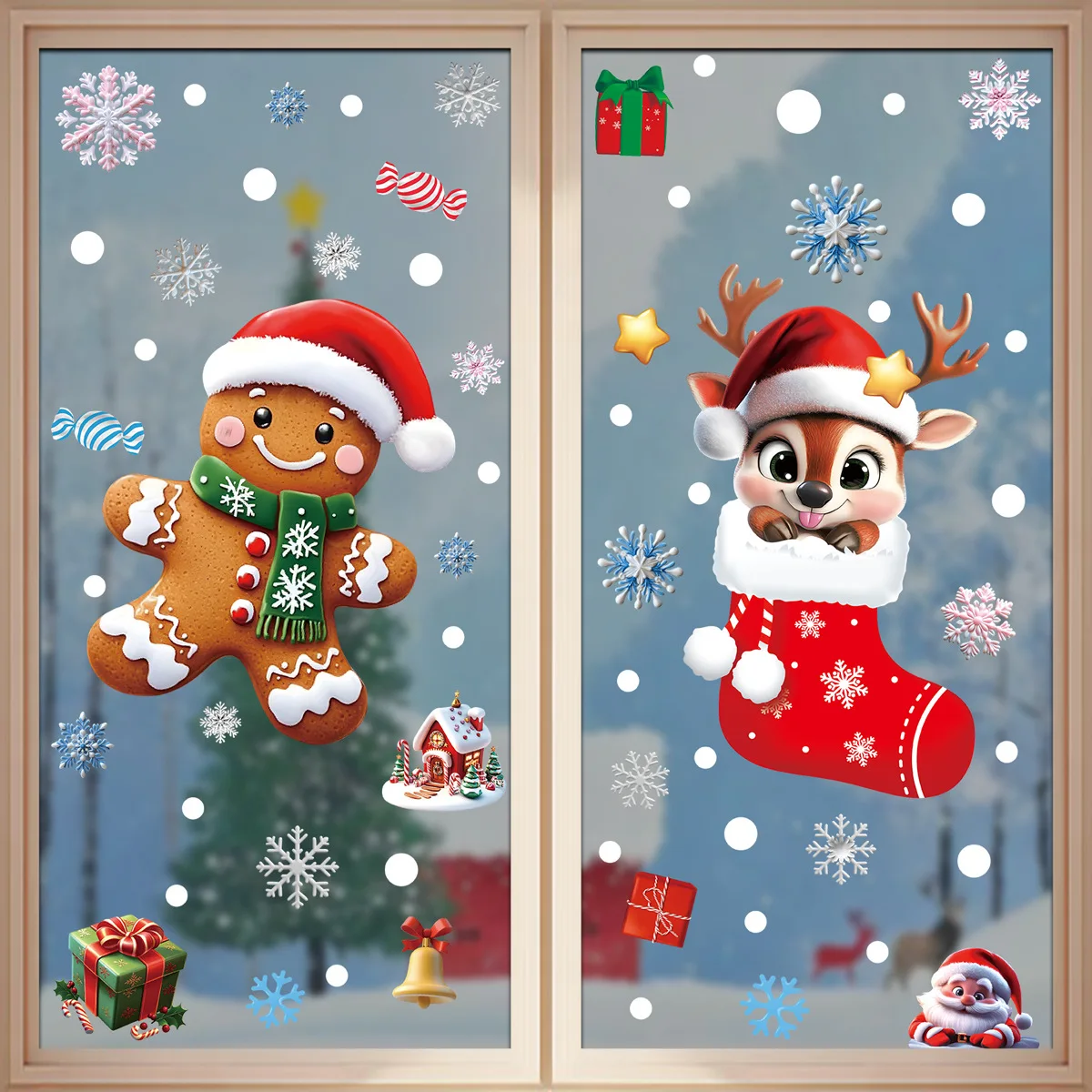 2025年クリスマス静止ウィンドウクリング - ジンジャーブ - Snowflake Window Decal のレビューと価格