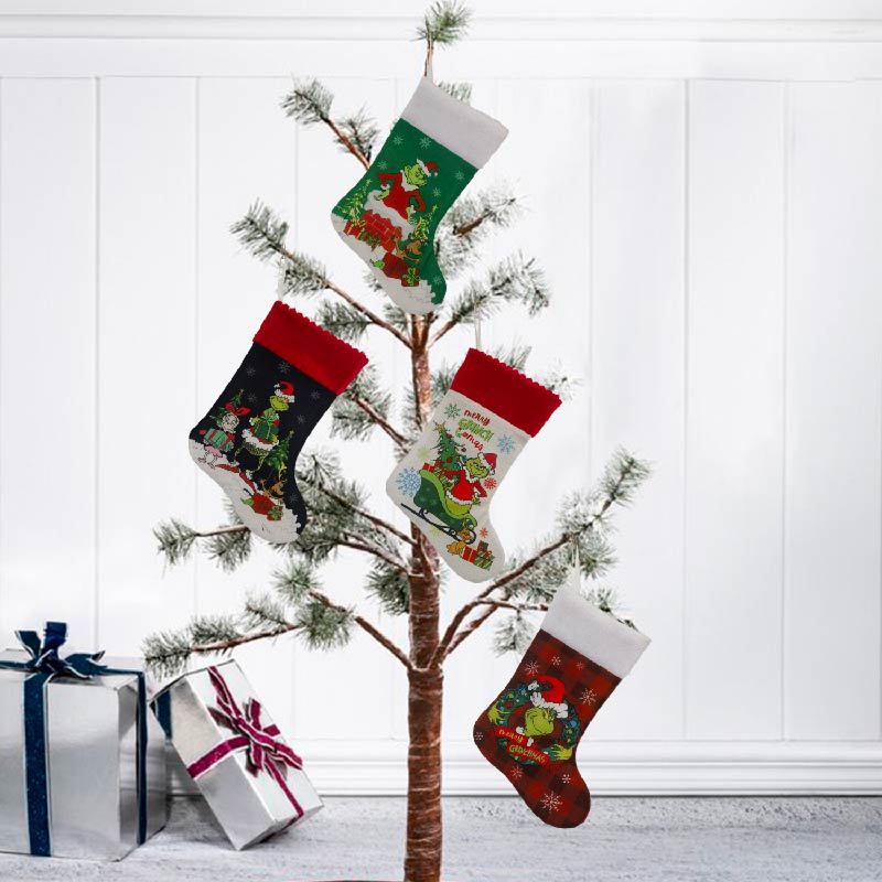 クリスマスストッキンググリンチソックスエルフギフトバッグ漫画 - Christmas Stocking Hanging のレビューと価格