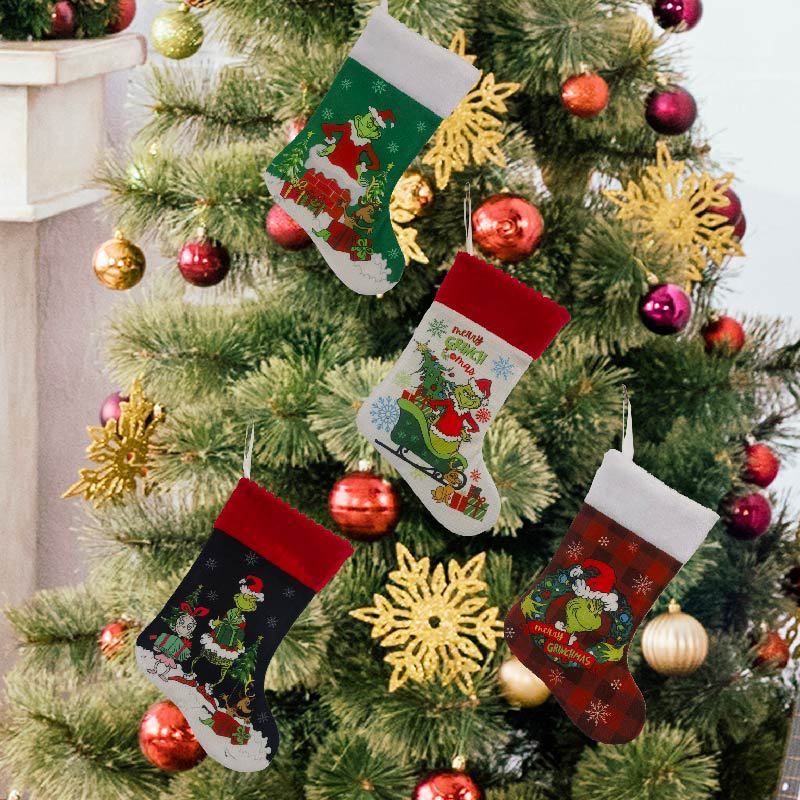 クリスマスストッキンググリンチソックスエルフギフトバッグ漫画 - Christmas Stocking Hanging のレビューと価格