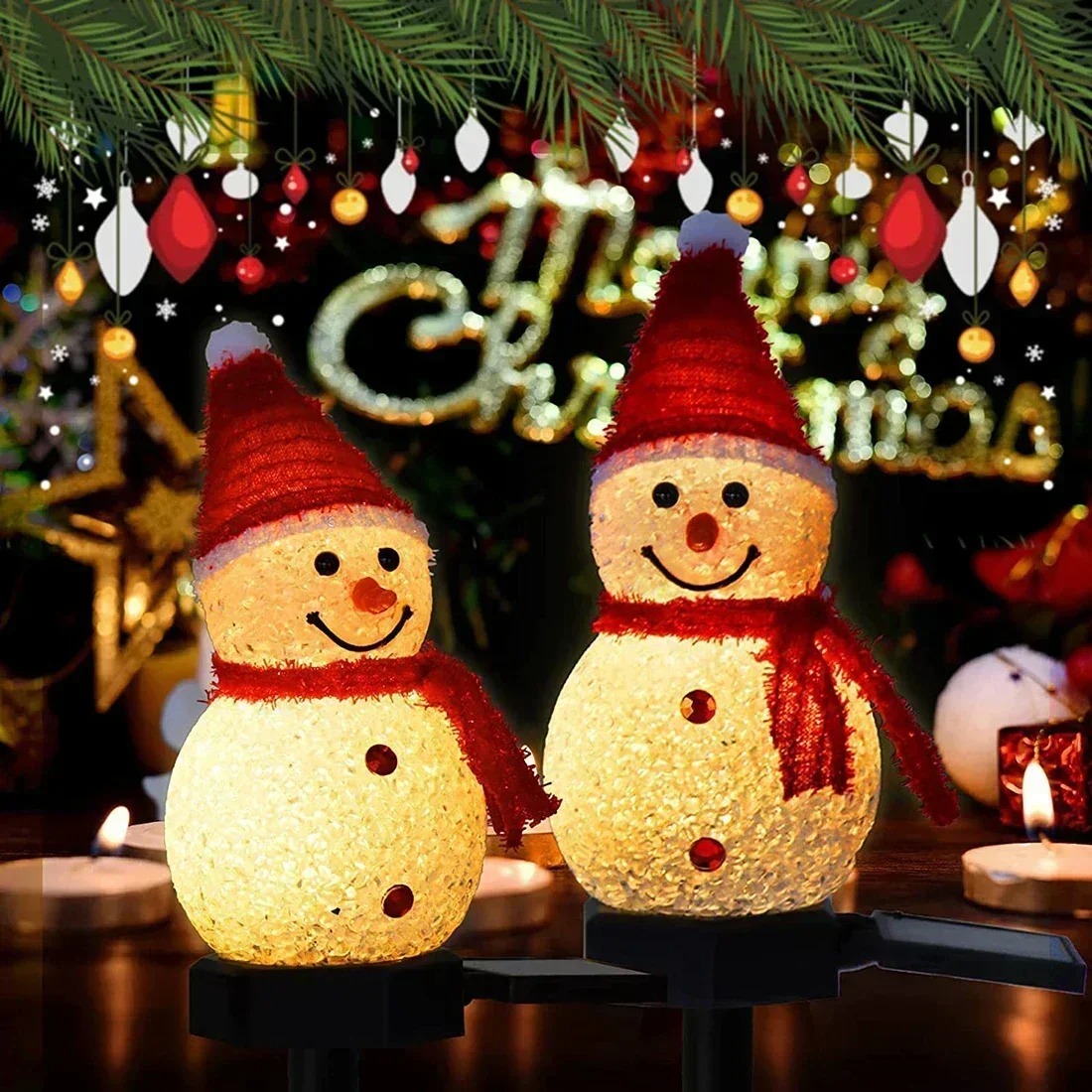 クリスマス雪だるまソーラーガーデンライト LED 防水屋外庭 - Christmas Lights Outdoor のレビューと価格